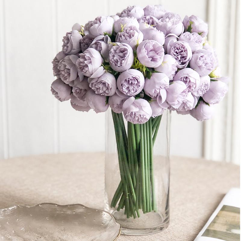 1 Bouquet 27‑Head Simulated Camellia Plastic Flowers Diy Ornament For Home Wedding Restaurant Party Table Decor