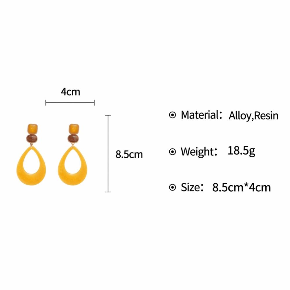 1 Pair Vintage Style Dangle Earrings Dangle Type Lightweight Water Droplet Earrings Yellow Color Geometric Earrings