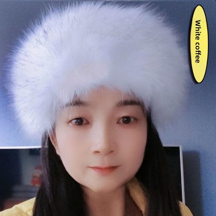 Neuer Hut für großen Kopfumfang, Hochimitat-Fuchsfell, Leerer Schirmmütze, Warm für Herbst und Winter, Pelzmütze, Ring ohne Oberteil, Trendiges Mädchen