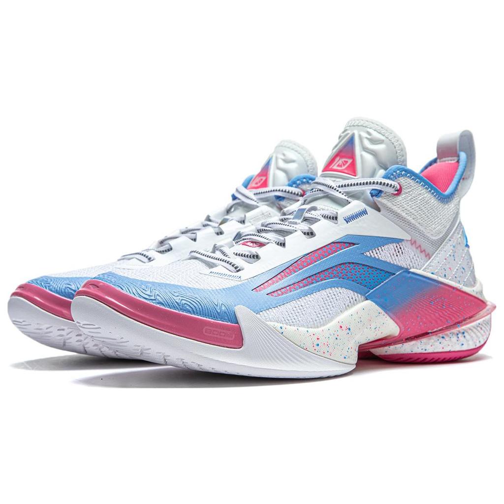 Li-Ning Air Strike 10 Cushioning Support Stability Anti-Slip Mid-Top Basketball Shoes Men Basketball Shoes Standard-White Sky-Blue ABAT089-16