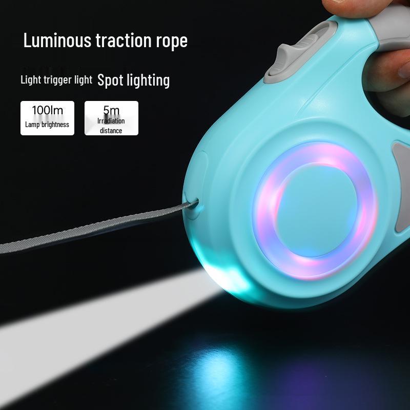 LED Retractable Dog Leash - Tangle-Free, Luminous Rope for Safe Walks.
