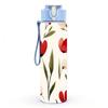 1PC Deep Red Tulip Floral Repeat Background Print 750ml Color Plastic Sports Water Bottle Leakproof Flip Straw Lid Suitable for Sports Office Home Use