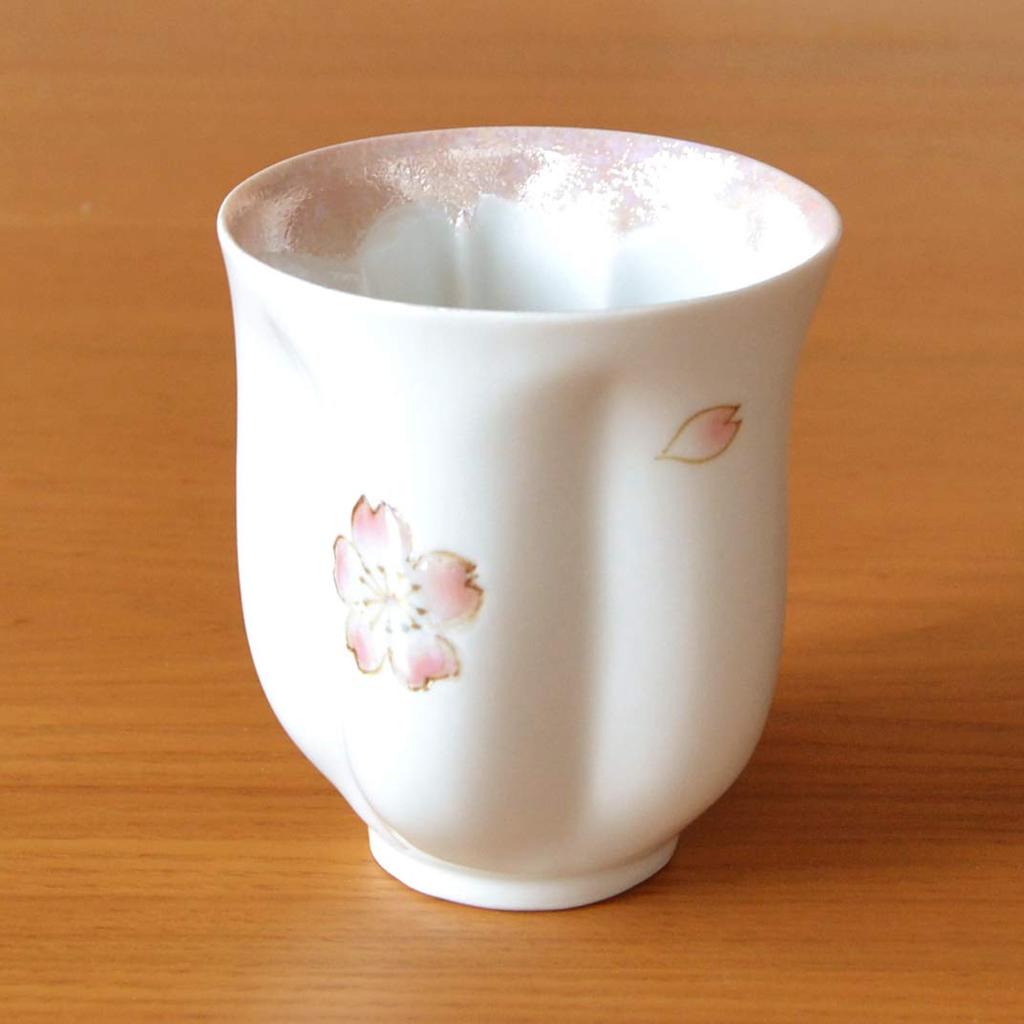 Umbrella Life Celebration Present Cherry Blossom Petal Shaped Tea Cup Arita Ware Mai Sakura Pink Message Card Included Longevity Wooden Box Women's