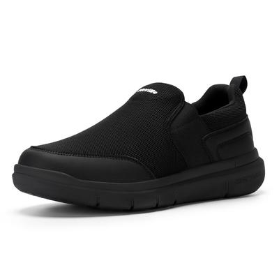 [FitVille] Men's Walking Shoes, Wide Fit (2E/4E), Slip-on Sneakers, Breathable, Lightweight, Thick Sole, Athletic Shoes, Mesh, Easy To Put On and Take