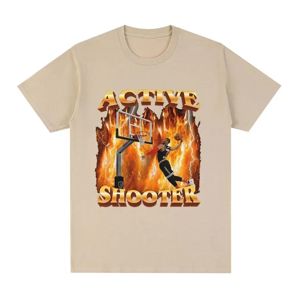 Active Shooter Funny Meme Graphic T-shirt Men's and Women's Fashion Retro Short Sleeved T-shirt Casual Large T-shirt Top