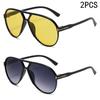 2PCS Letter T Double Beam Large Frame Toad Mirror New Retro Sunglasses Pilot Sunglasses Sunglasses Sunglasses JH3004