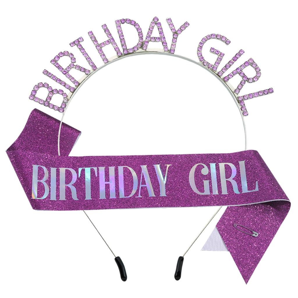 Birthday Girl Rhinestone Headband & Sash Set – Perfect Party Gift & Decoration