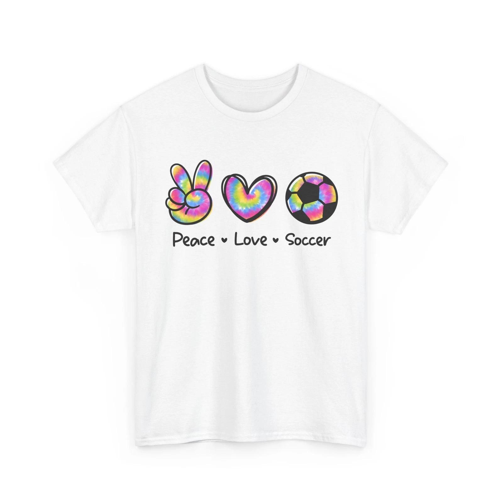 Peace Love Soccer Shirt, Soccer Player Sports Lovers Tie Dye T-Shirt XL