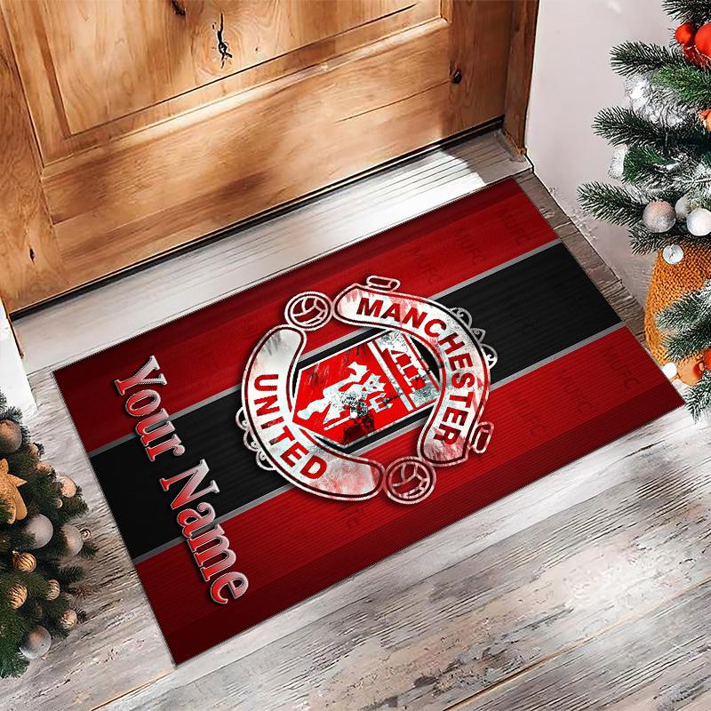 Manchester United Printed Crystal Velvet Rug Non‑Slip Crystal Velvet Carpet For Sofa Bedroom Indoor Home Decoration