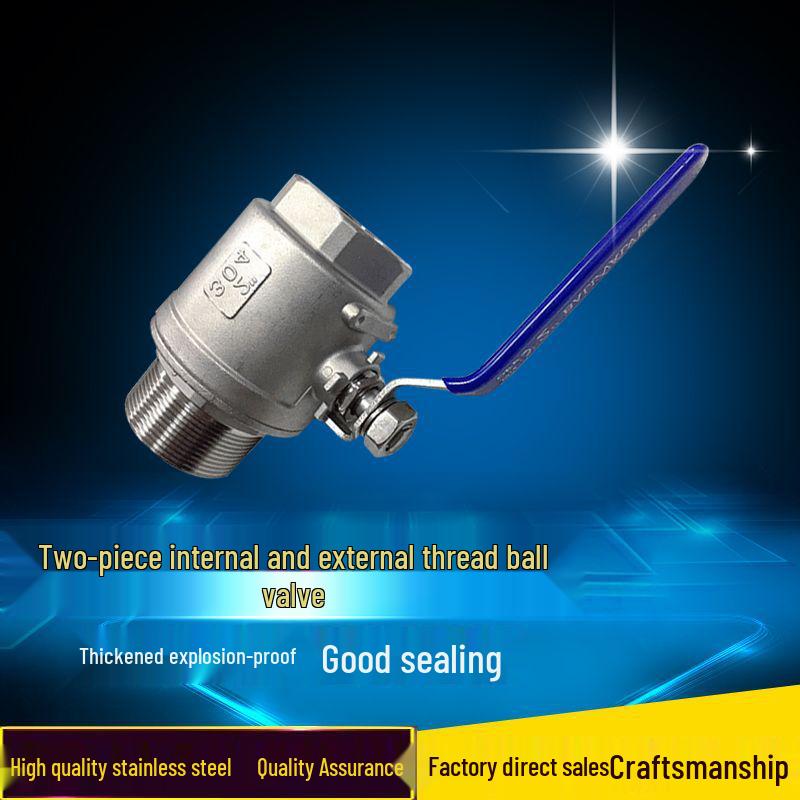 

304 Stainless Steel Two-Piece Ball Valve with Internal & External Threads DN15