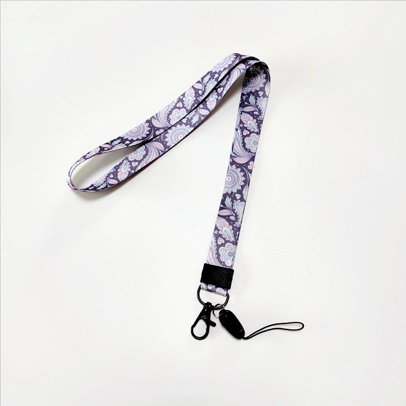 Florales Gurtband-Lanyard Handyhülle mit abnehmbarer Flugzeugschnalle - Anti-Drop Hals- & Ausweis-Lanyard
