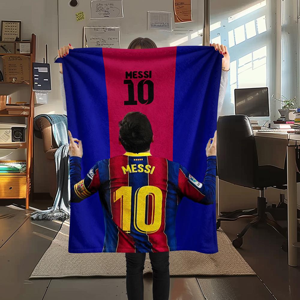 1 ks Flanelová deka s potiskem Messi, Vysoce kvalitní, Pro všechna roční období, Domácí dekorace, Teplo a pohodlí, Perfektní jako vánoční dárky