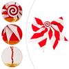 3Pcs Christmas Tree Bow Pendants Red White Striped Print Bowknot Festive