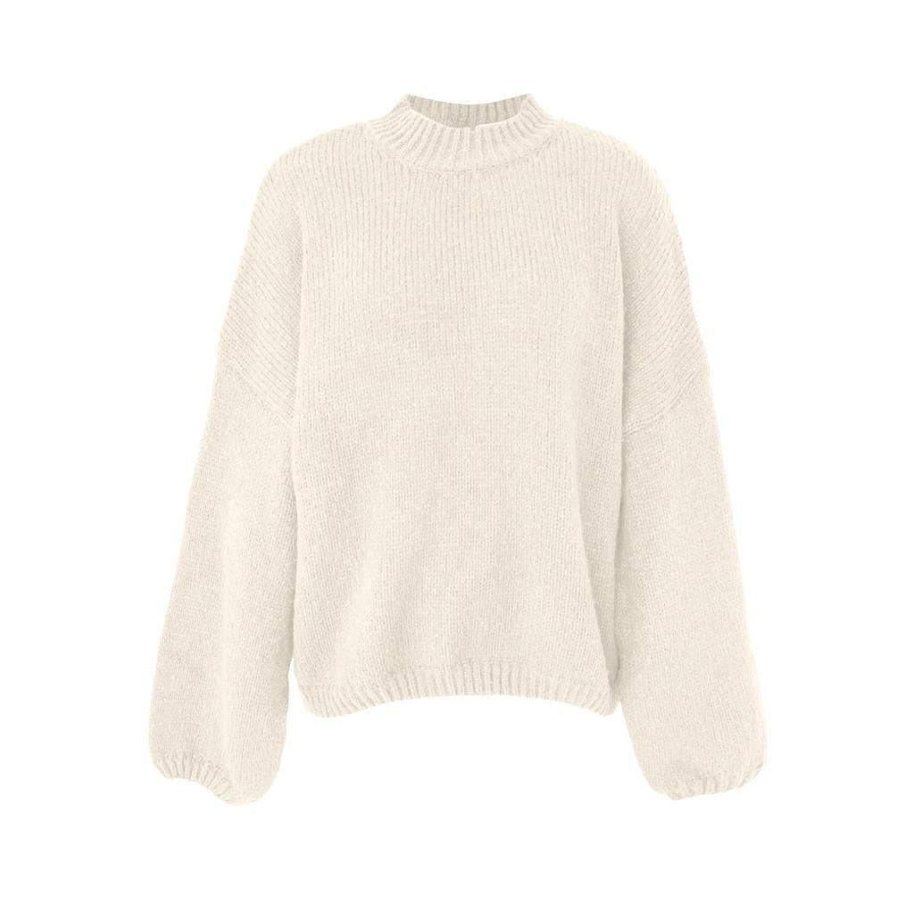 Damen Casual Pullover Einfarbig Lässiger Lockerer Pullover