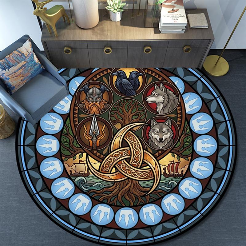 Symbols Glass Round Area Rug Under Office Chairs Bedroom Living Room Home Decor
