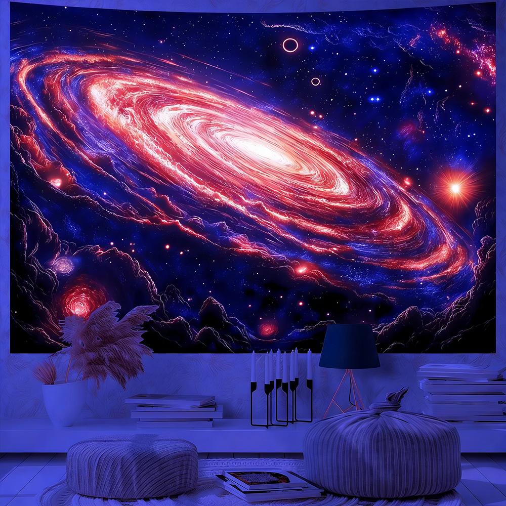 Glowing Cosmic Galaxy Tapestry Uv Reaction Tapestry Background Decoration Wall Hanging Bedroom Party Decoration