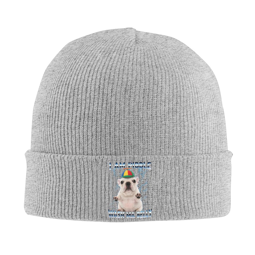 Women Men Rib Knit Cuffed Beanie Funny Pibble Meme Wash My Belly Accessories Warm Skull Knitted Hat Cap  Bonnet Hats