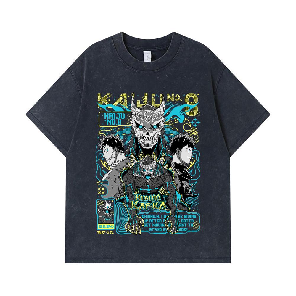 275 GSM Washed T-shirts 100% Cotton Kaiju No 8 V20 Kafka Print Unisex Heavy Cotton T Shirt