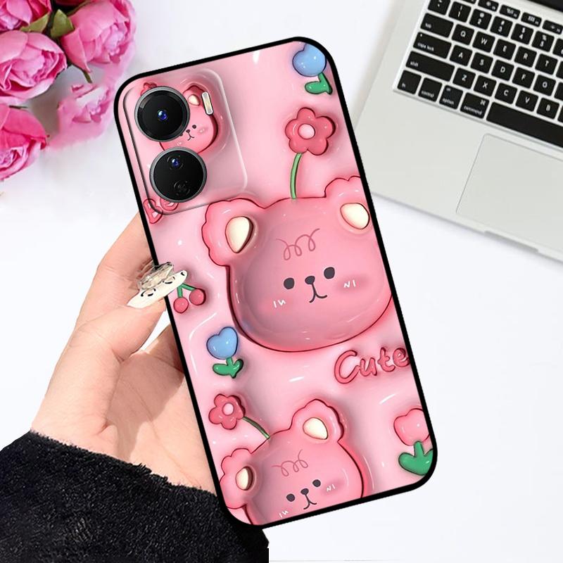 Case For Y56 Y35 Y53T 5G Fundas Cute Fashion TPU Soft Silicone Black Matte Phone Cover For Vivo Y16 4G V2204 V2214 Coque Bumper