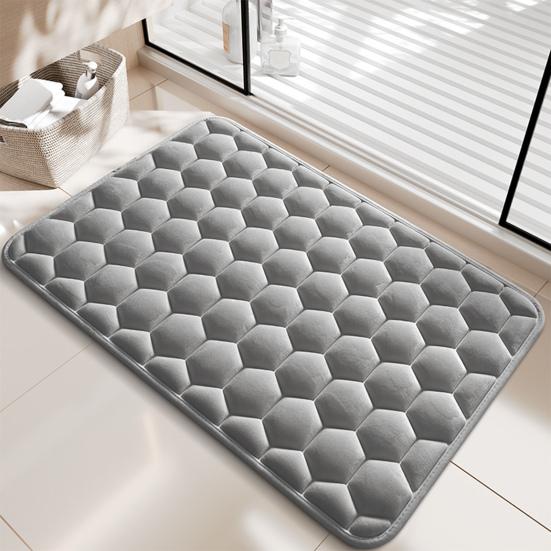 Memory Foam Bath Mat Absorbent Bathroom Rug Honeycomb Quick Drying Anti Slip Bath Rug