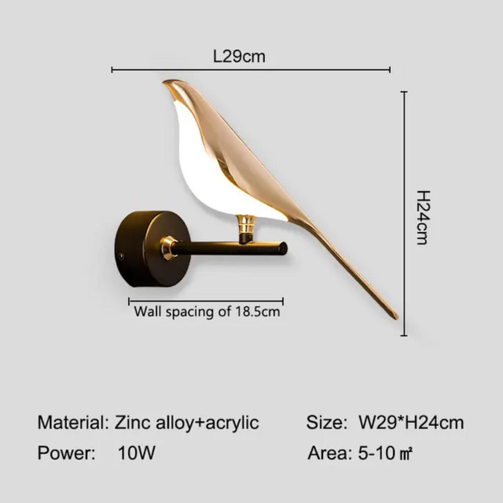 New Magpie Bird LED Wall Lamp Bedside Bedroom Rotation Indoor Wall Light Sconce AC85-265V