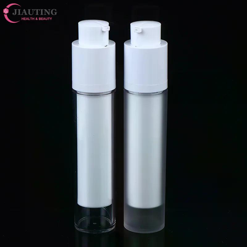 1PC 15/30/50ml Vacuum Pump Bottles Frosted Clear Round Lotion Foundation Jar Rotating Lifting Lid EmptyTravel Cosmetic Dispenser
