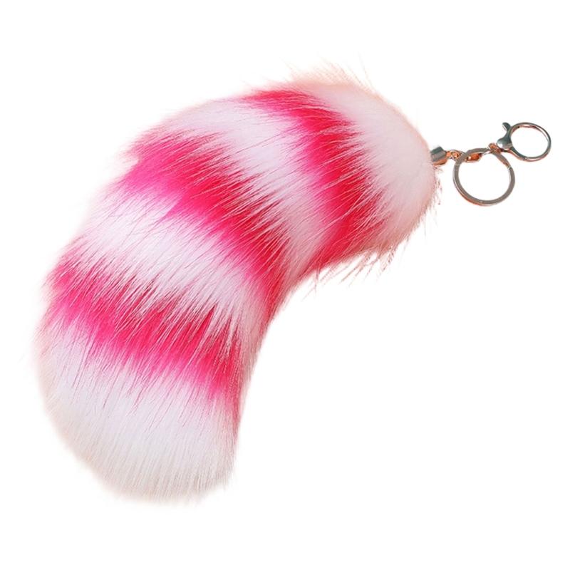Plush Foxes Tail Keychain Soft And Cute Accessory Plush Keyring Decors For Bags Keys Or Home Decors 18cm Long