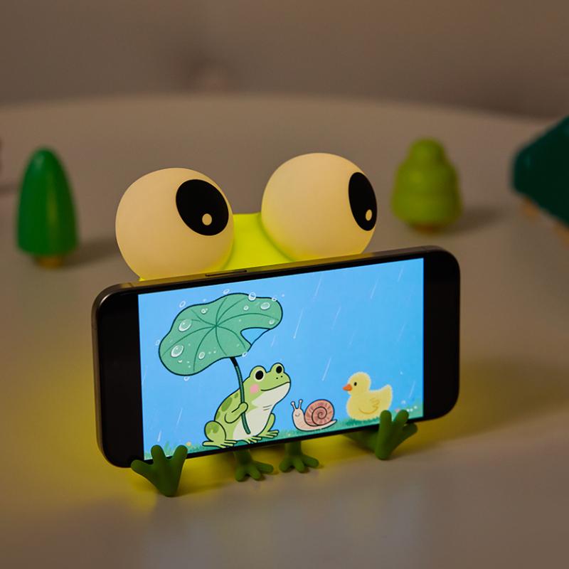 Frog Silicone Patting Night Light LED Bedside Lamp USB Rechargeable Children Kids Sleeping Nightlight Birthday Gifts Room Decor