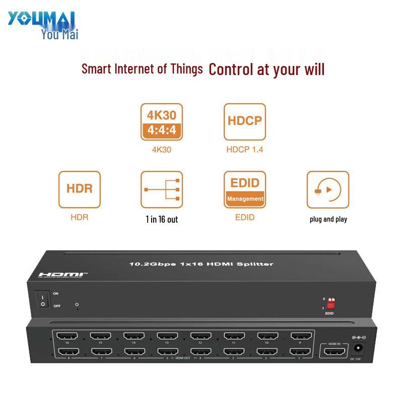 Youmai 16-Port HDMI 4K30 Splitter (CN version)