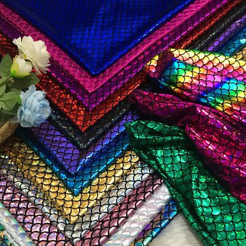 Mermaid fabric Sparkly Hologram Swimsuit Fish Scale 2 ways Stretch fabric Dancer Swimwear 150cm x 100cm -Sold by 1 meter