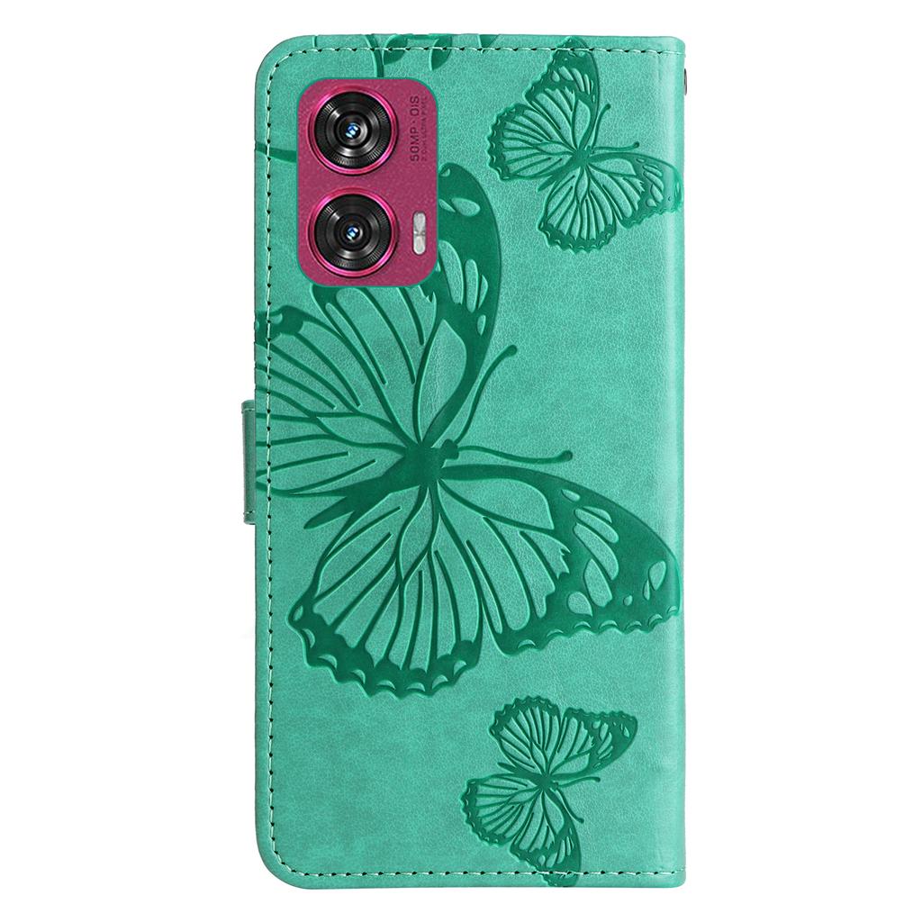 Für Motorola Edge 50 Fusion 5G Brieftasche Hülle Floral Schmetterling Geprägtes Leder Handyhülle Ständer