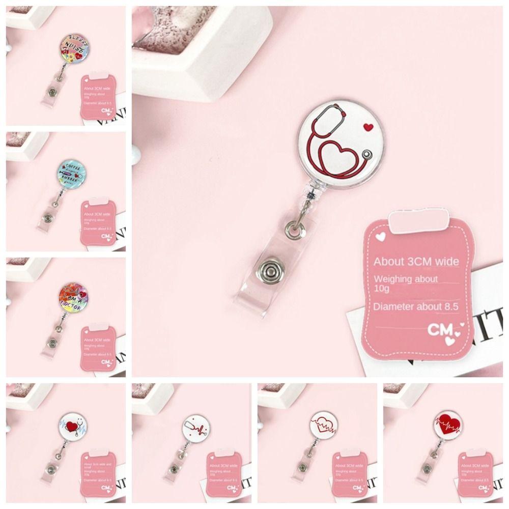 Simplicity Nurse ID Card Clips Easy To Pull Buckle Cute Retractable Badge Reel  Students
