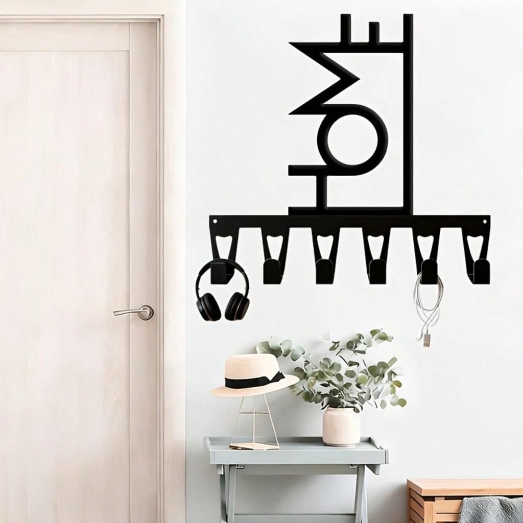 Modern Geometric Key Holder Wall Mount 6 Hooks Space Saving Entryway Office Gift