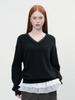 GENERALIDEA Layered V-Neck Knit Pullover [Black] / Wbe3L05512