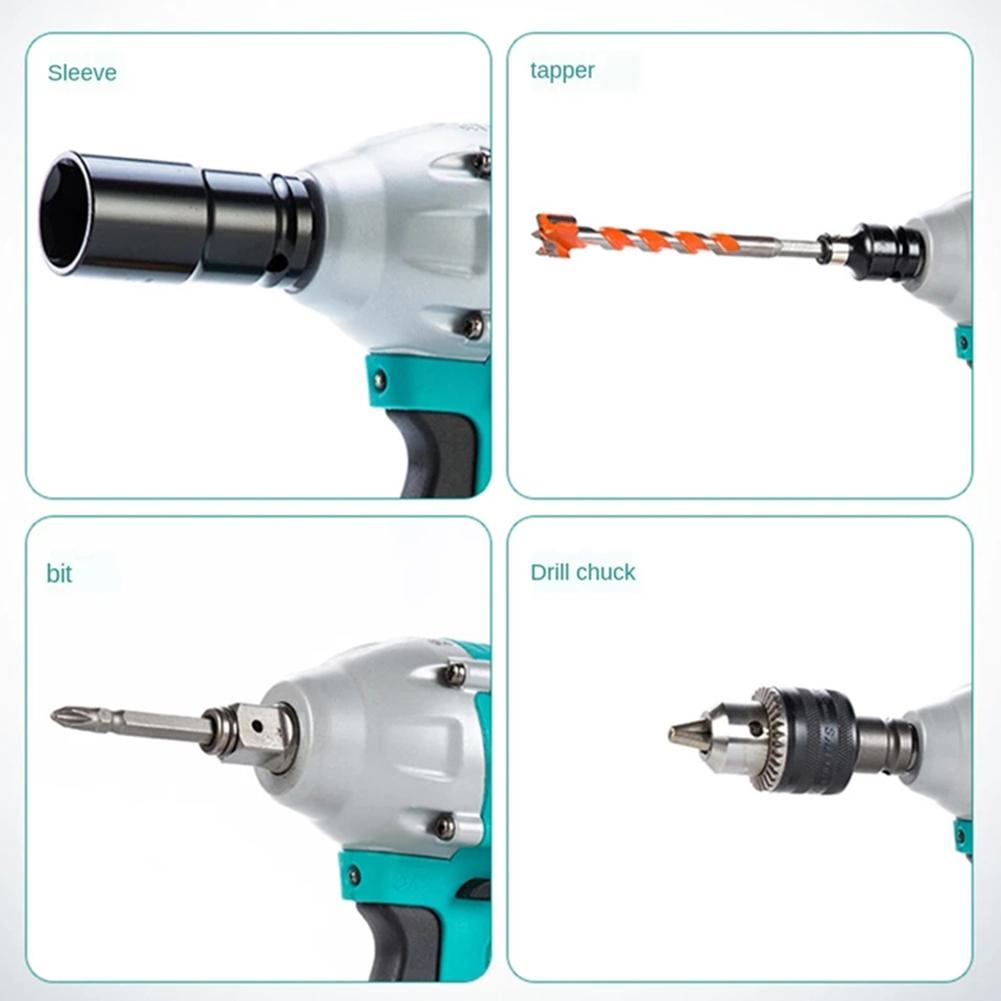 2pcs 18V Electric Brushless Impact Wrench Shaft Accessories 1/4\'\' Hex Adapter For Quick Change 1/2'' Chuck Power Tool Accessor