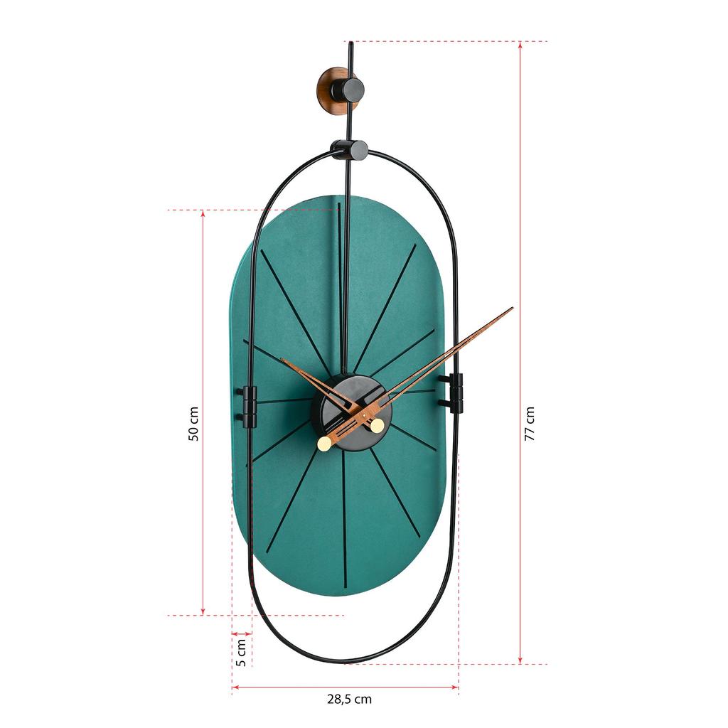 MUYIKA Senator Green Decorative Hand Made Colorful Silent Mechanism 77x29 Cm Wall Clock