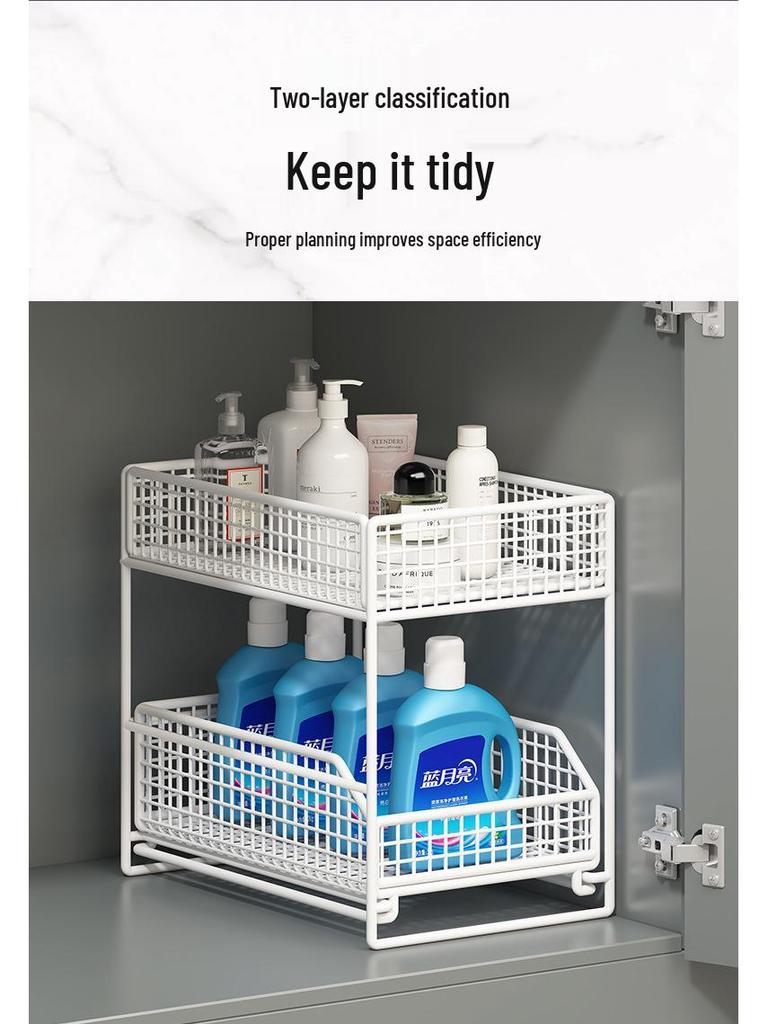 Under-Sink Storage Rack for Bathroom Cabinet