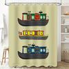 Vintage Canal Boat Shower Curtain Nautical Bathroom Decor Waterproof Liner Set Artistic River Scene Home Decor