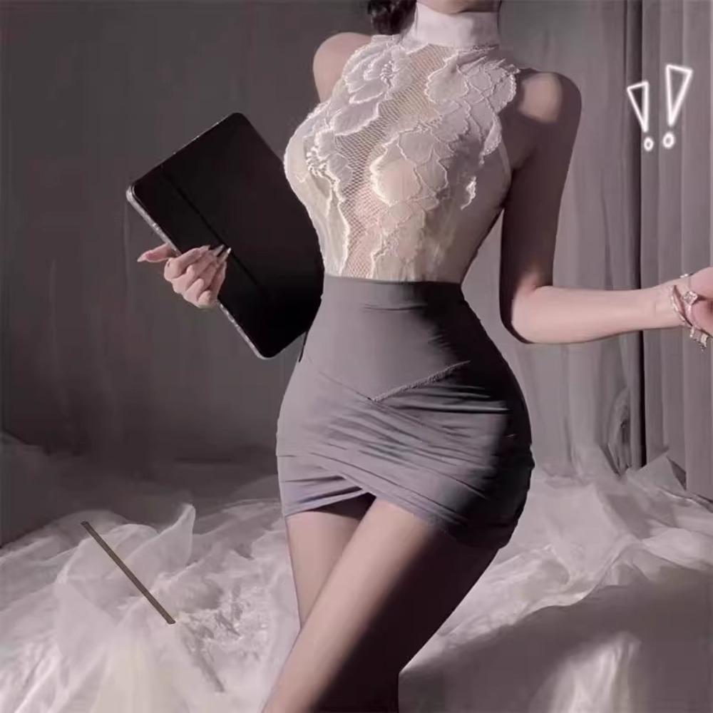 Domila's New Stewardess Secretary Hip Skirt Is Passionate and Seductive, Sexy Hollow Uniform, No Small Chest Open Uniform