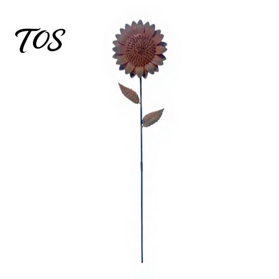 Artistic Sunflower Garden Decor Metal Stake, Retro Rusty Flower Sculpture, Rustic Outdoor Decorations Ornament for Yard Patio Lawn Decoration