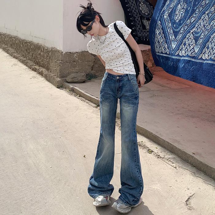 2024 Summer Women s Low-Rise Flare Jeans - Retro Style, Versatile, Wide-Leg Extra Small