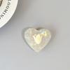 Iridescent Heart Rhinestone Phone Holder: Shell Pattern Magnetic Airbag Support Ring