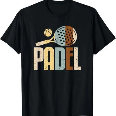 Padel Raketa na Padelový Tenis Míč Vintage Barvy Tričko Ležérní Sportovní Street Oblečení pro Pár Streetwear Pánská Trička