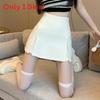 Streetwear Womens White Short Skirt With High Waist And Side Slit For Summer Fashion