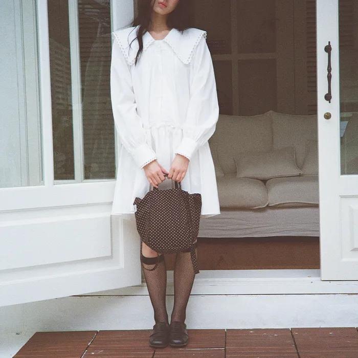 Two-way Day Bag - Dot Flower Brown