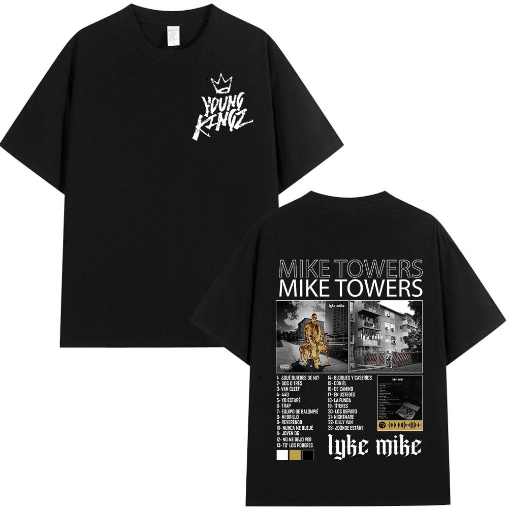 Rapper Myke Towers Graphic T-shirts Men Women Clothing Fashion Hip Hop Oversized T Shirt Unisex Cotton Short Sleeve T-shirt Tops