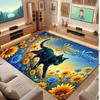 Cat Theme Crystal Velvet Floor Rug Personalized Custom Name Text Warm Carpet Home Decoration