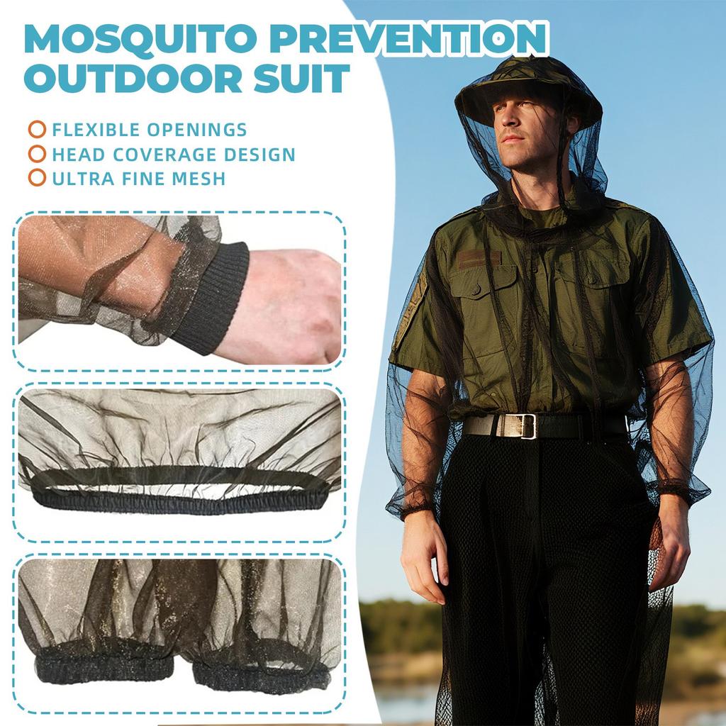Mosquito Suit Net Mesh Pants Jacket With Hood For Outdoor Protections From Gnats, No-See- & Midges Mosquito Net Clothing For Men & Wome