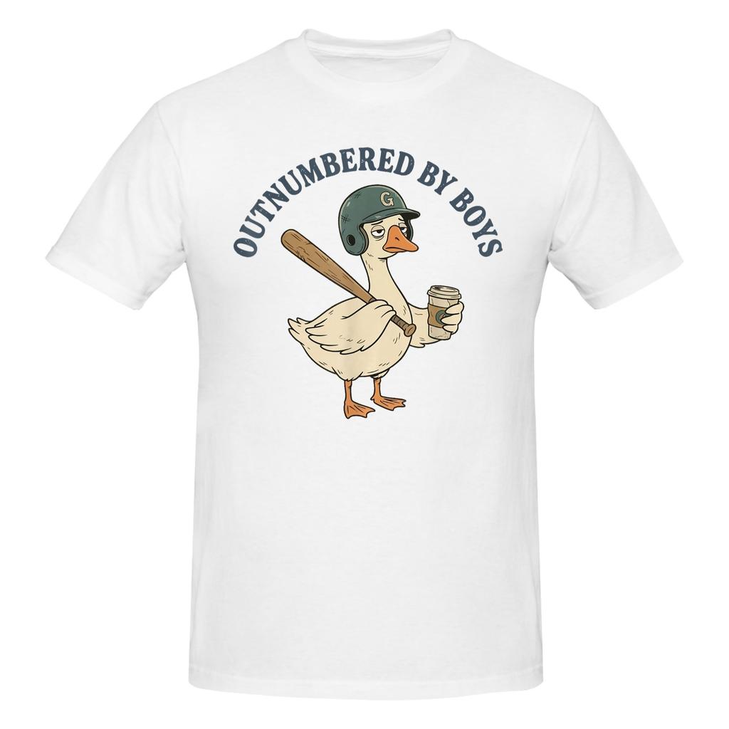 1 Piece Funny Mom Goose Mothers Day Outnumbered By Boys Baseball Funny Graphic 100 Cotton Tshirt Tops Tees For Unisex