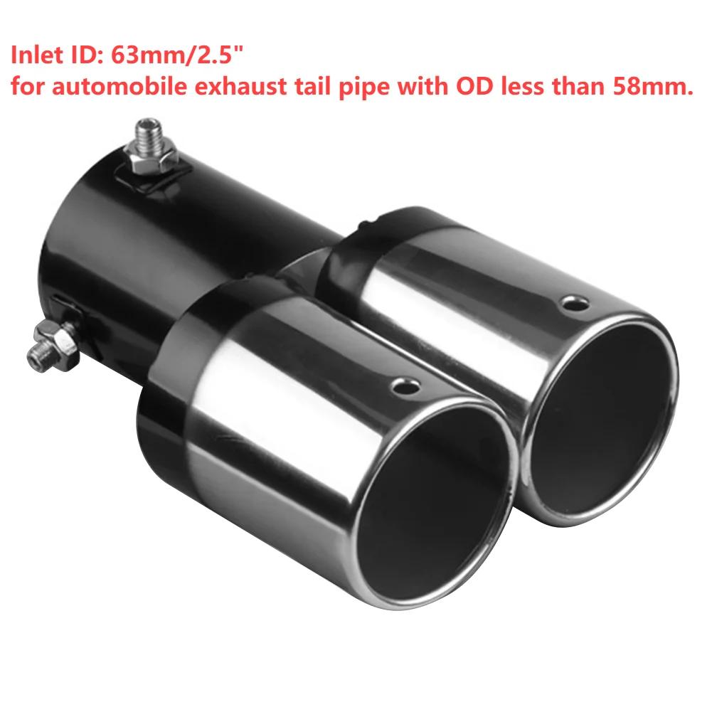 Car Decoration Single/Double Outlet Tail Pipe Car Styling Universal Car Exhaust Trim Muffler Pipe Tail Stainless Steel Curved